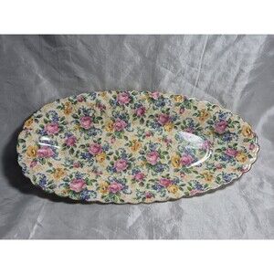 Vintage James Kent Ltd. “Rosalynde” Chintz Oval Plate Or Cucumber Dish